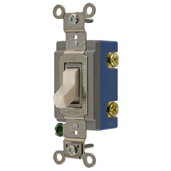 Hubbell Wiring Device-Kellems Extra Heavy Duty Industrial Grade, Toggle Switches, General Purpose AC, Single Pole, 15A 120/277V AC, Back and Side Wired Toggle HBL1201LA